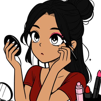 teenage girl doing makeup