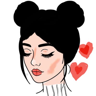 woman with hair buns