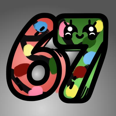 the numbers 67