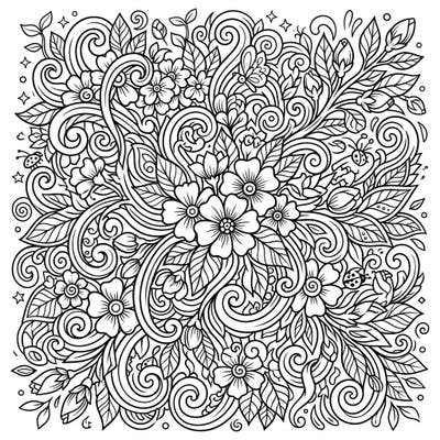 Discover the joy of spring with this exquisite coloring page, brimming with intricate swirling patterns and delicate floral designs. Perfect for unwinding, it invites you to bring a vibrant new season to life with your favorite colors.