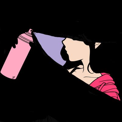 a realistic girl spray, painting