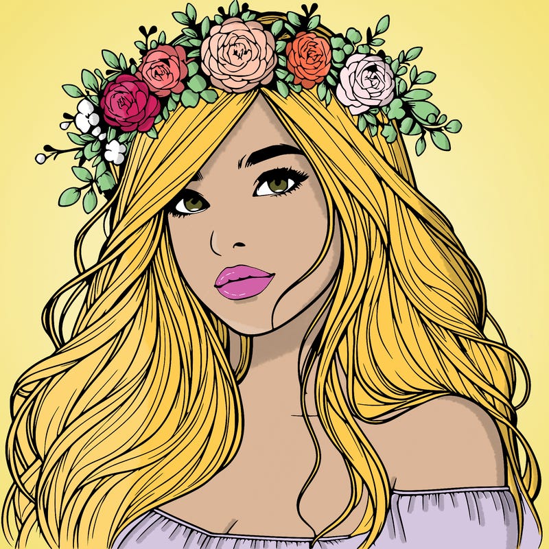 realistic girl with flower crown