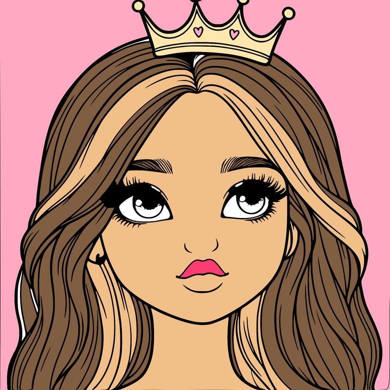 a realistic girl with a crown on