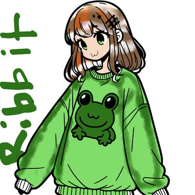 girl wearing frogging sweatshirt