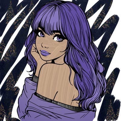 realistic girl with bangs looking over her shoulder