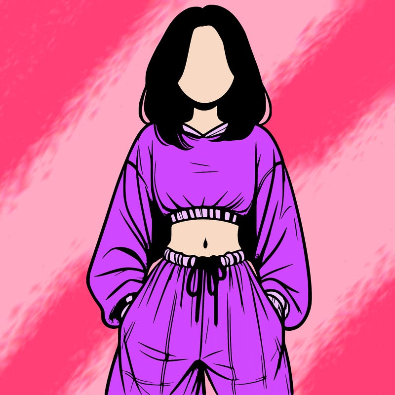 realistic girl faceless with baggy pants and a crop top