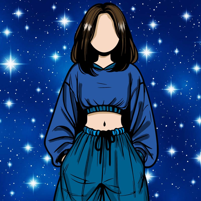 realistic girl faceless with baggy pants and a crop top