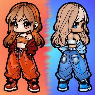 girl in crop top and baggy pants