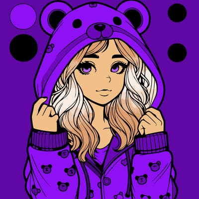 realistic girl in a animal pjs hoodie