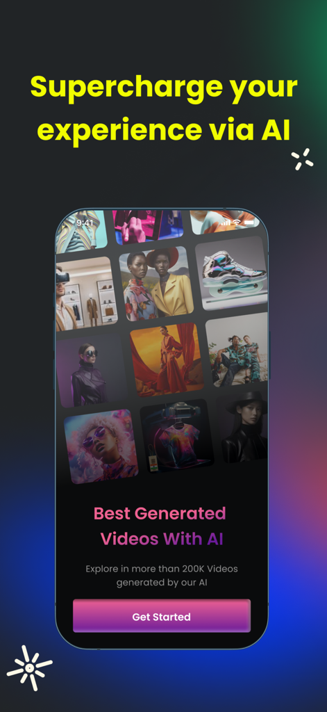 CoutLoot app interface showing a grid of AI generated product videos for fashion and lifestyle shopping