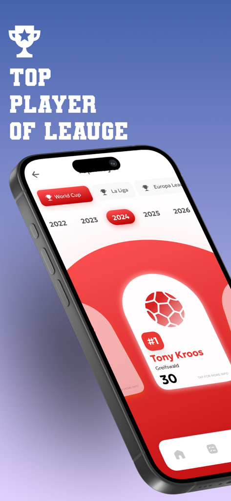 Drama Live: Sports App - Pantalla de clasificación de los mejores jugadores en la aplicación deportiva Drama Live que muestra estadísticas de jugadores para la Copa del Mundo.