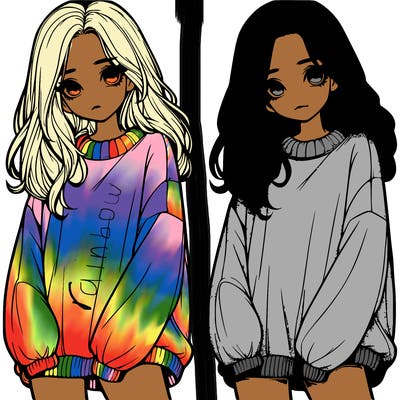 realistic girl with baggy sweater