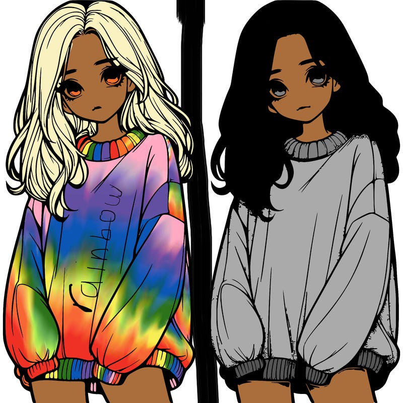 realistic girl with baggy sweater