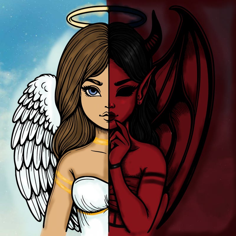 realistic angel half demon