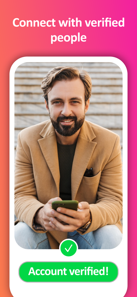 Eden: Christian Dating App - Un homme sur l'application de rencontre chrétienne Eden avec un badge vert de profil vérifié