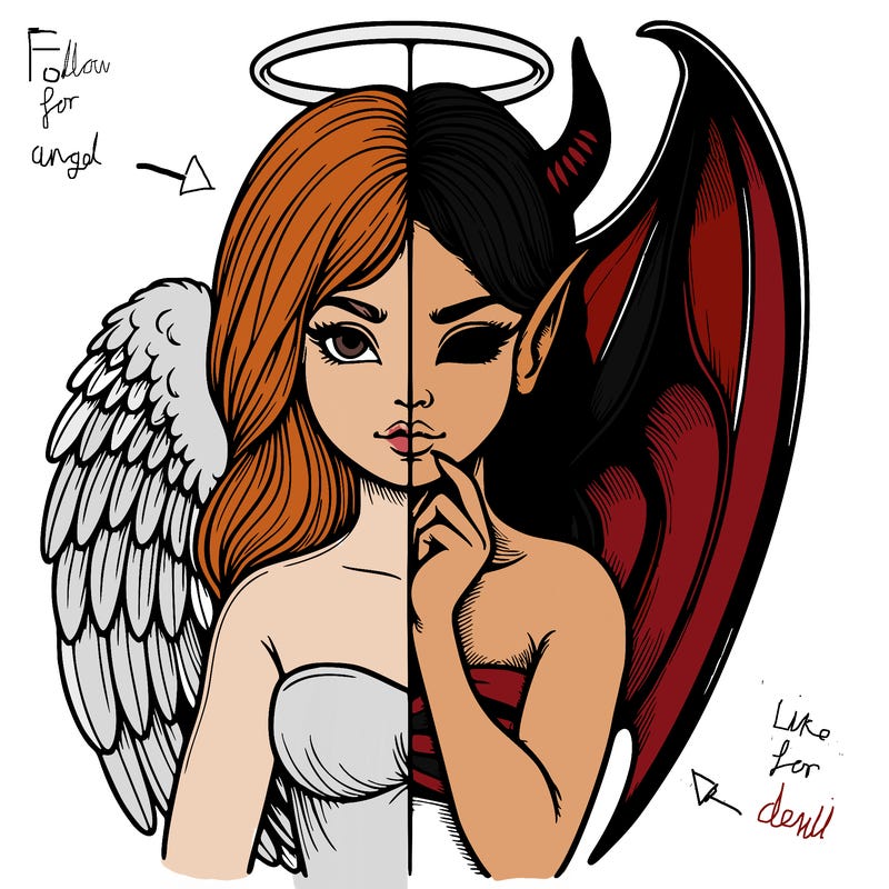 realistic angel half demon