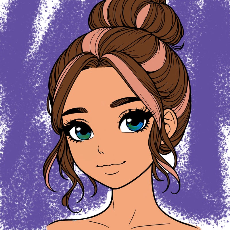 realistic pretty girl with hair in bun