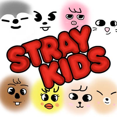bubble letters saying stray kids