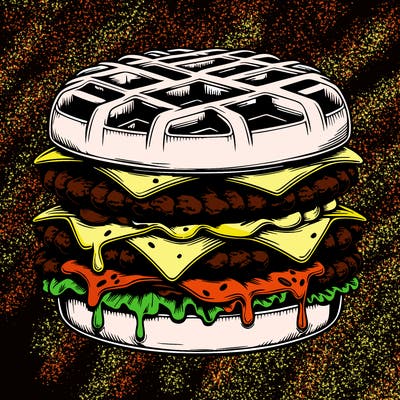 realistic waffle burger