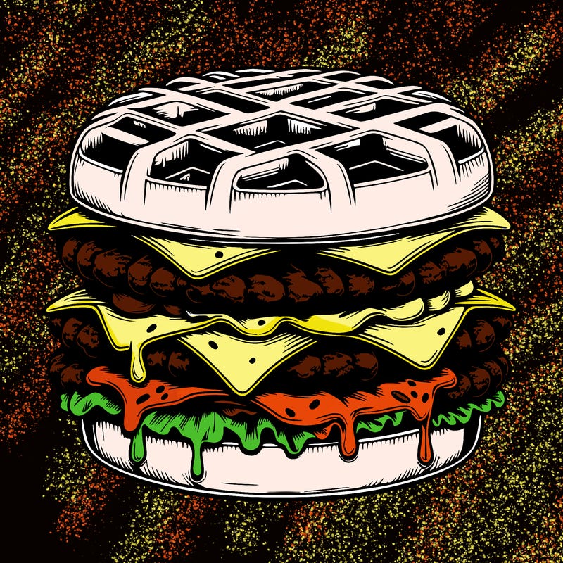 realistic waffle burger