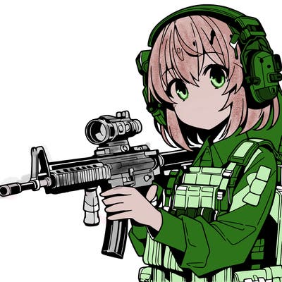 manga girl with machine gun