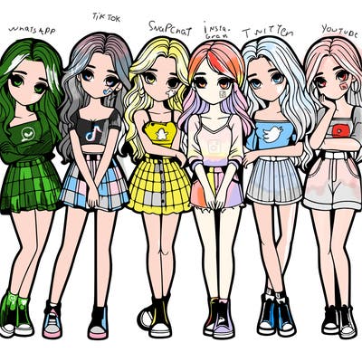 a group of girls realistic