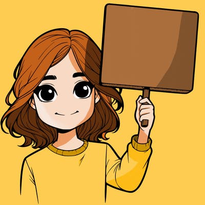 realistic girl holding up a sign