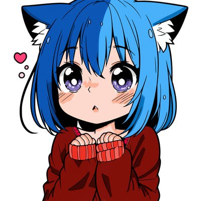 shy anime catgirl