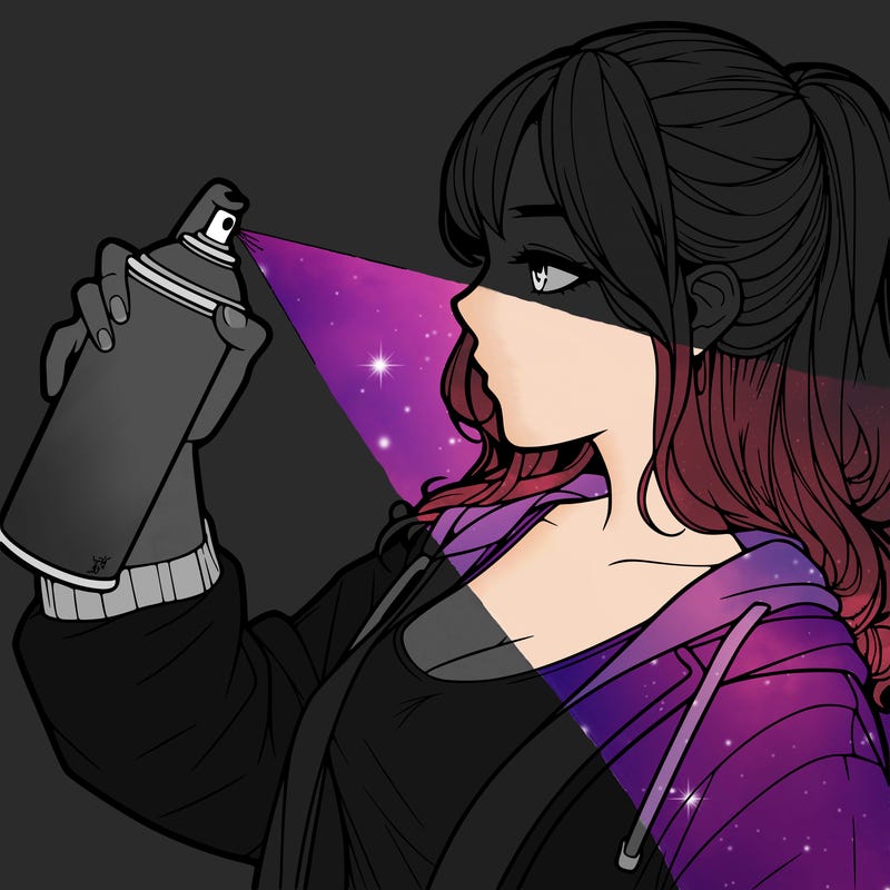 a realistic girl spray, painting