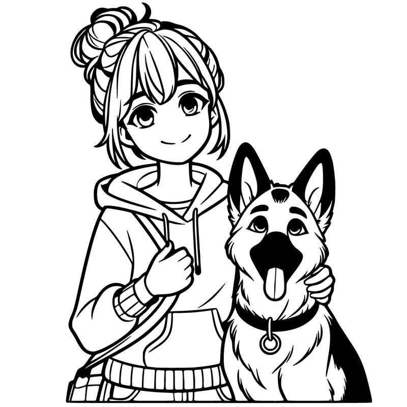 a teen girl with german shepherd