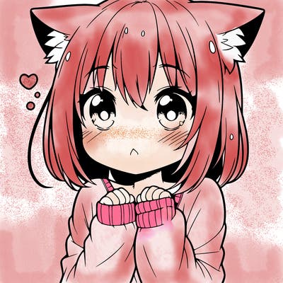 shy anime catgirl