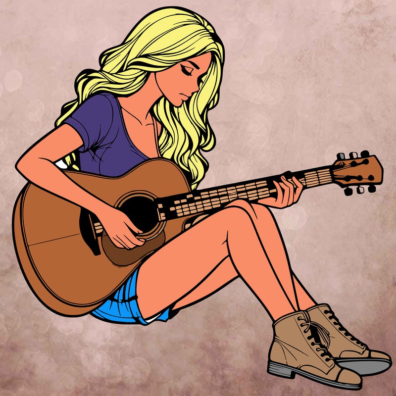 realistic woman play guitar