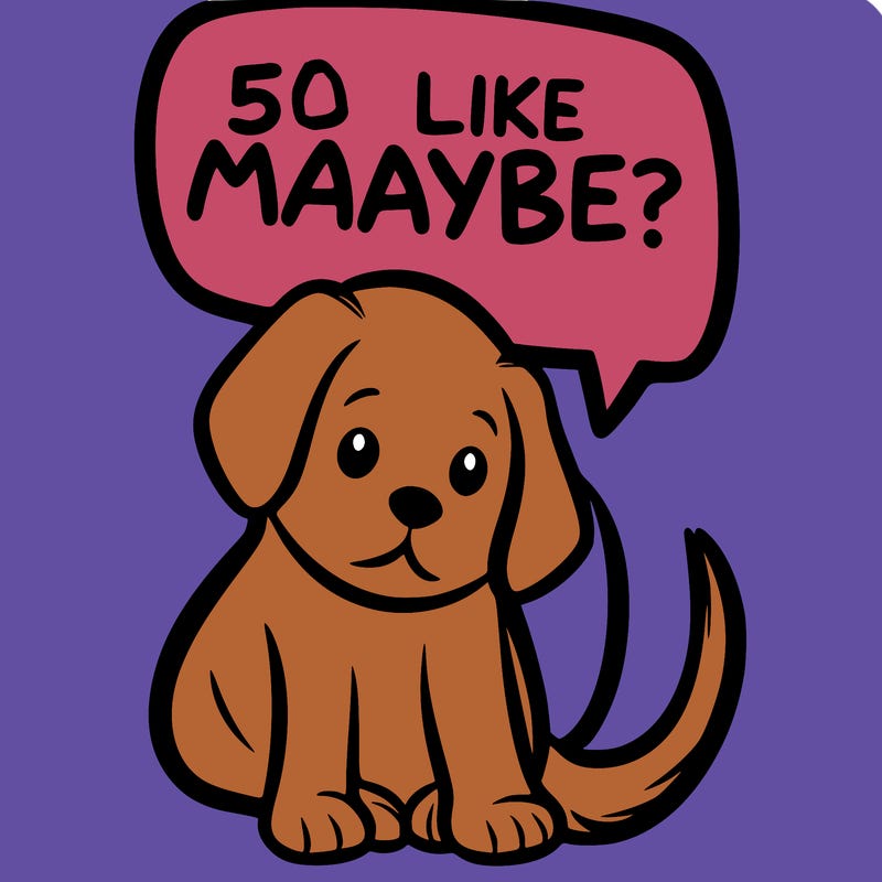 a puppy that says 5 like maybe