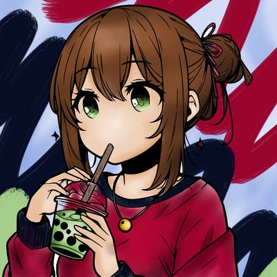 manga character drinking boba