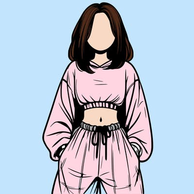 realistic girl faceless with baggy pants and a crop top