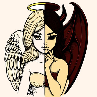 realistic angel half demon