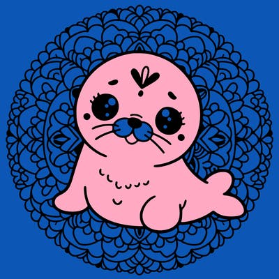 a cute baby seal mandala