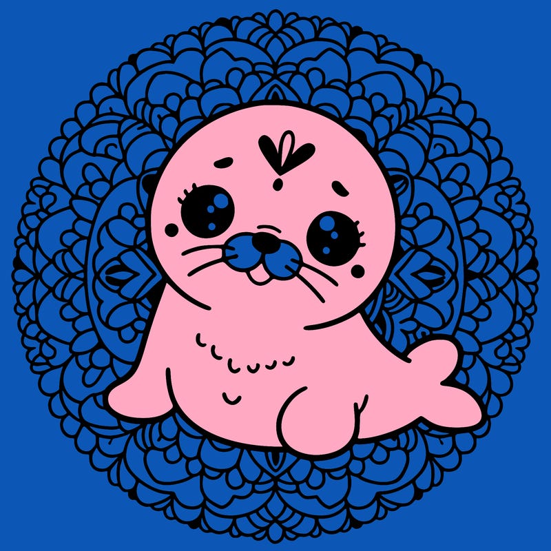 a cute baby seal mandala