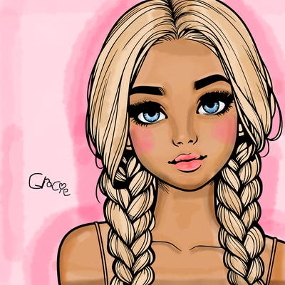realistic girl with braids