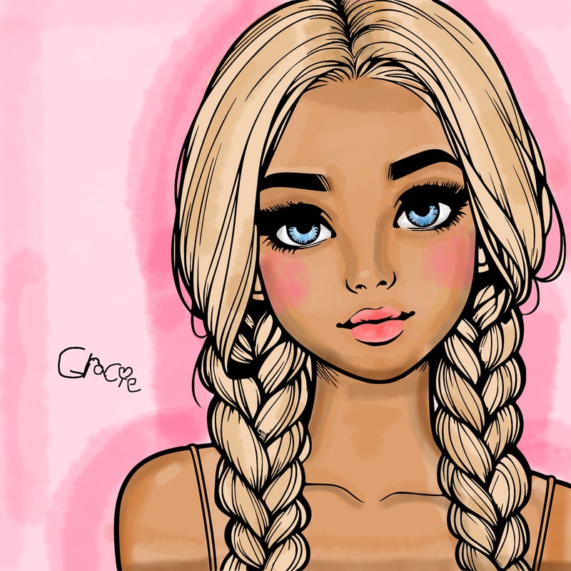 realistic girl with braids