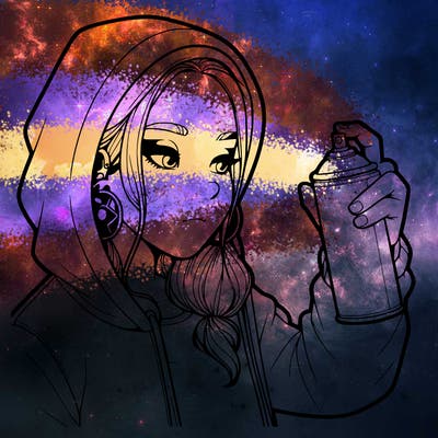 a realistic girl, spray painting