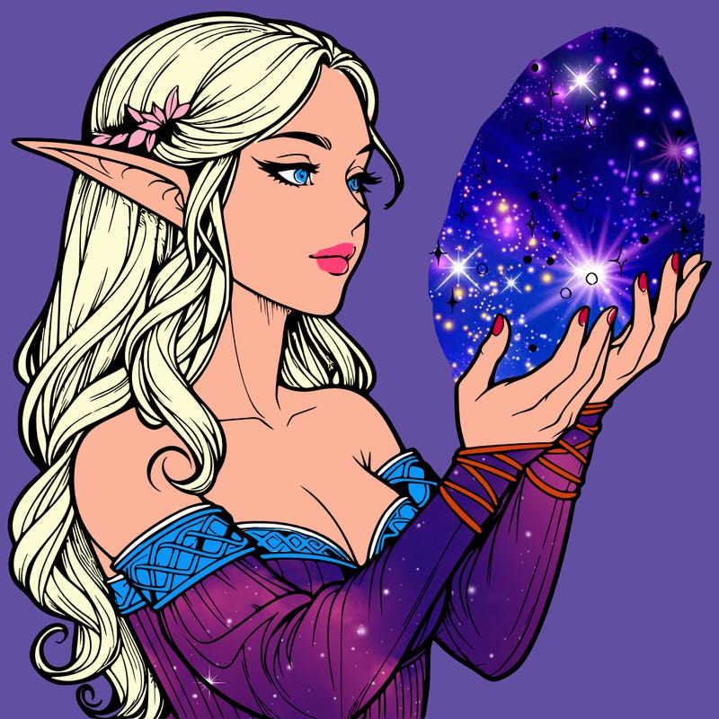 realistic elf girl doing magic