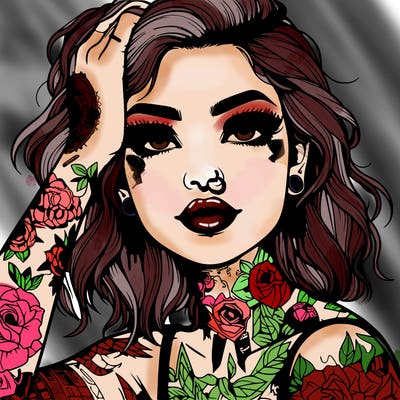 realistic girl with tattoos all over