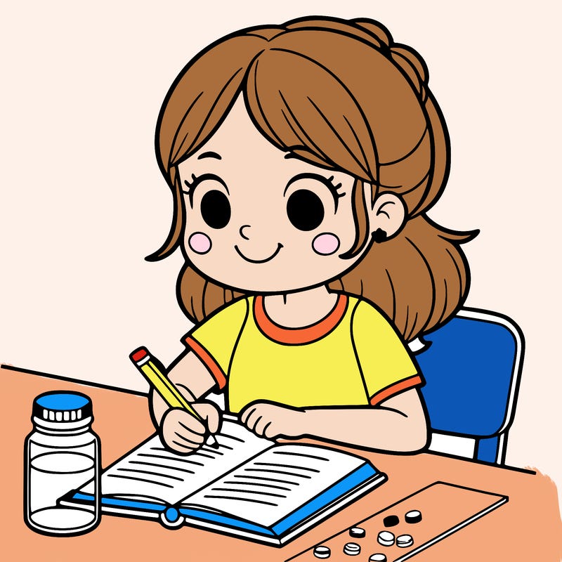 a girl studying