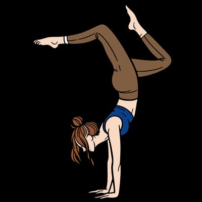 a woman doing a handstand