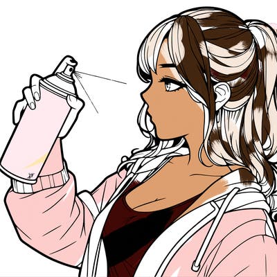 a realistic girl spray, painting