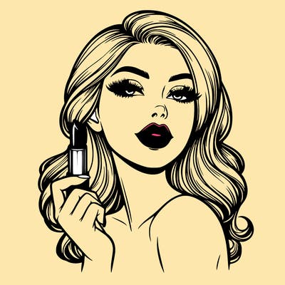 realistic woman wearing lipstick