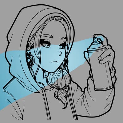 a realistic girl, spray painting