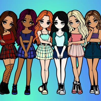 a group of girls realistic