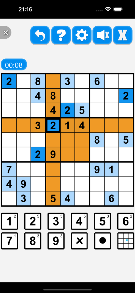 Cuadrícula clásica de puzzle Sudoku en la aplicación de juegos sin conexión